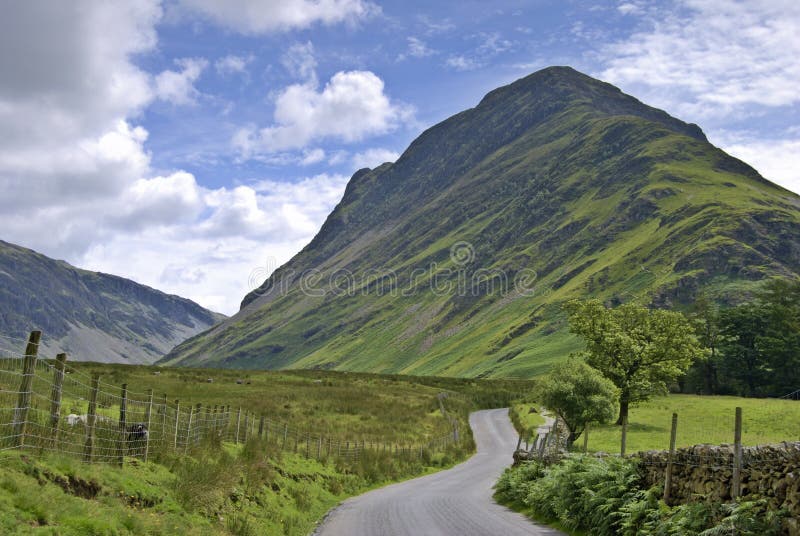 View of Fleetwith Pike in the English Lake District from the road to Buttermere