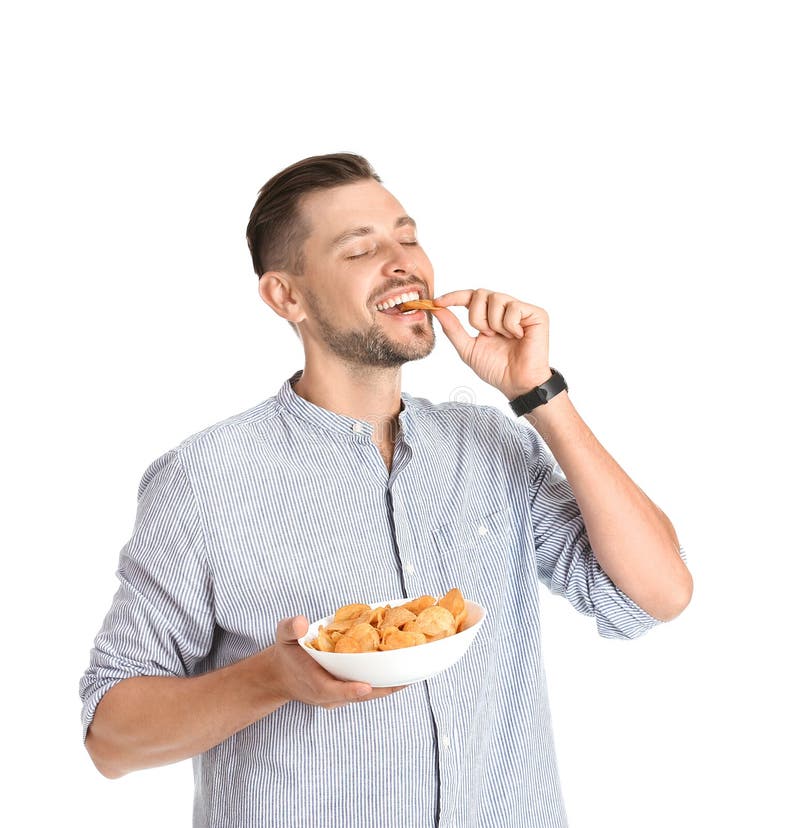 Fleisch fressende Kartoffelchips lizenzfreies stockfoto Fleisch fressende Kartoffelchips lizenzfreies stockfoto