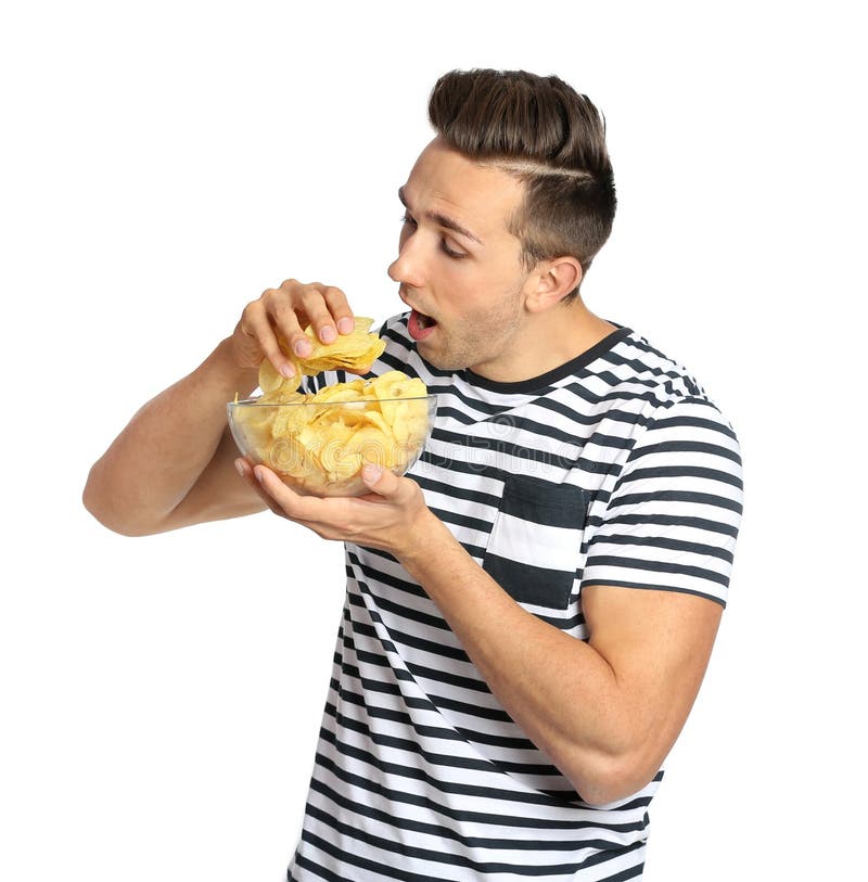 Fleisch fressende Kartoffelchips stockfotografie Fleisch fressende Kartoffelchips stockfotografie