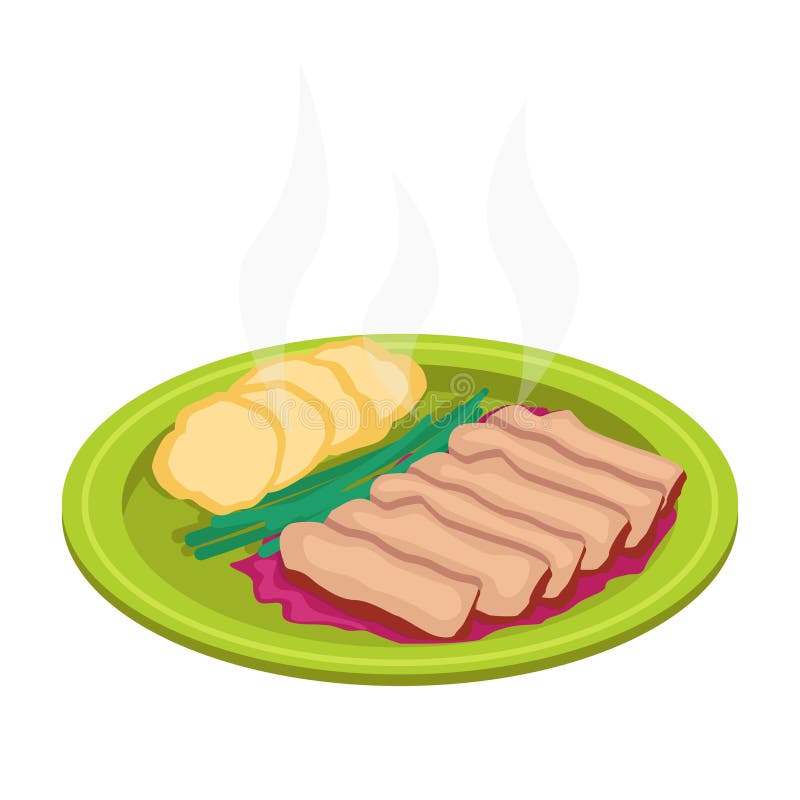 Fleischgericht mit Kartoffelbeersoße und Zwiebeln. Fleisch vom Grill, gegrillt. lizenzfreie abbildung