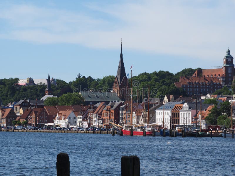 Skyline of Flensburg City Germany, Baltic Sea Editorial Stock Photo