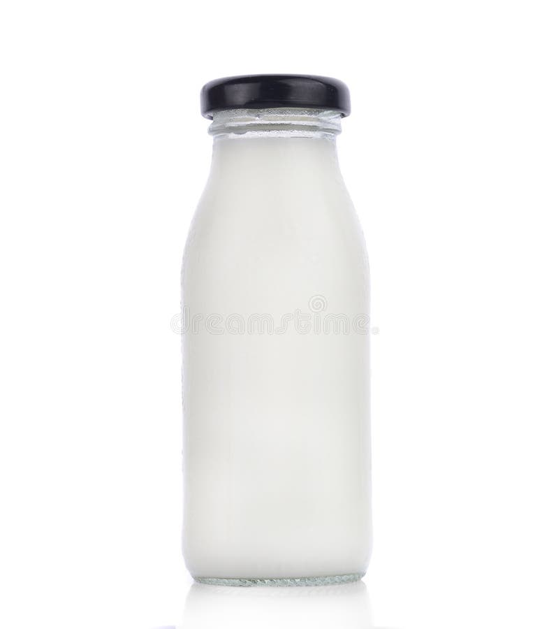 Fles melk die op wit wordt geïsoleerds royalty-vrije stock foto Fles melk die op wit wordt geïsoleerds royalty-vrije stock foto