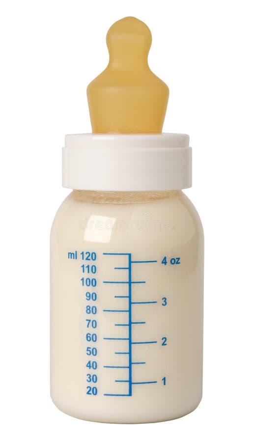 Fles met melk voor een baby royalty-vrije stock foto Fles met melk voor een baby royalty-vrije stock foto