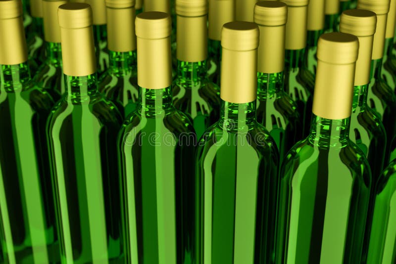 Flessen witte wijn in rijen vector illustratie