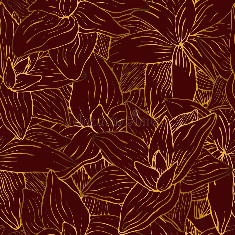 Fleur d'or sur le modèle rouge illustration de vecteur Fleur d'or sur le modèle rouge illustration de vecteur