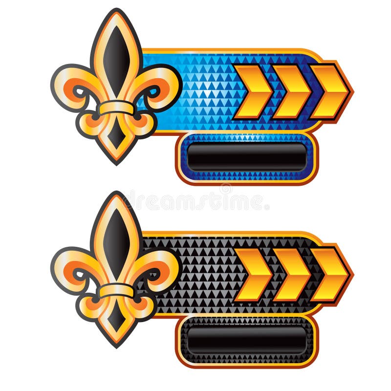 Fleur De Lis on Black Checkered Web Button Stock Vector Illustration