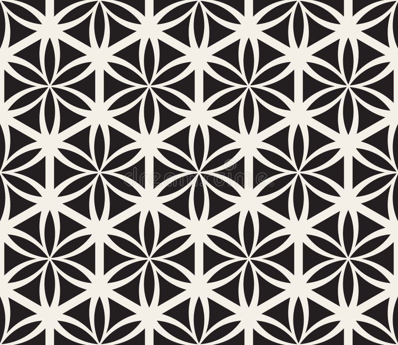 Fleur noire et blanche sans couture de vecteur de modèle sacré de cercle de la géométrie de la vie illustration libre de droits Fleur noire et blanche sans couture de vecteur de modèle sacré de cercle de la géométrie de la vie illustration libre de droits