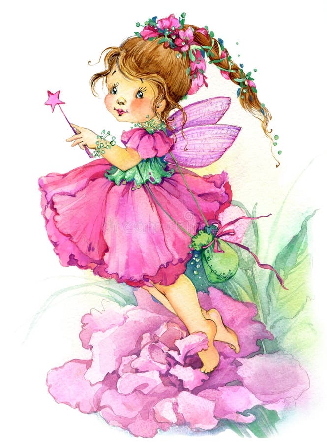 Fleurissez la fée Retrait d'aquarelle illustration stock Fleurissez la fée Retrait d'aquarelle illustration stock