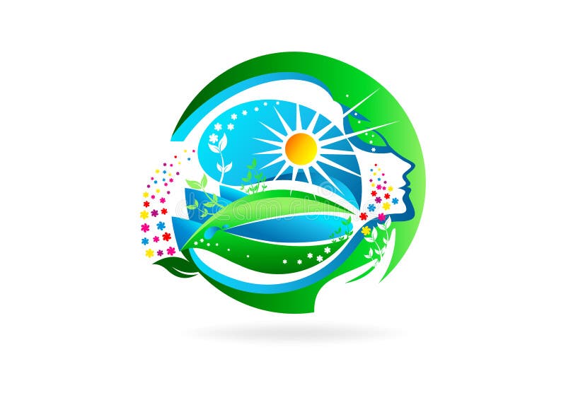 fleurissez le logo femelle, symbole sain de fille, conception de l'avant-projet naturelle de femme d'arome illustration de vecteur fleurissez le logo femelle, symbole sain de fille, conception de l'avant-projet naturelle de femme d'arome illustration de vecteur