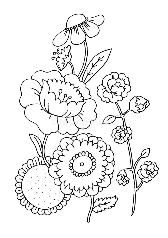 Fleurs colorant la page illustration stock. Illustration du précours