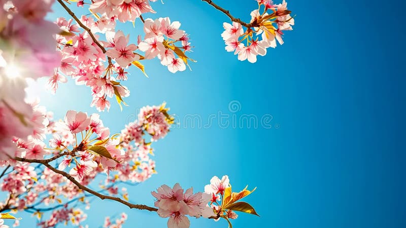 Fleurs de cerisiers printaniers sous l'ai générative du ciel illustration libre de droits
