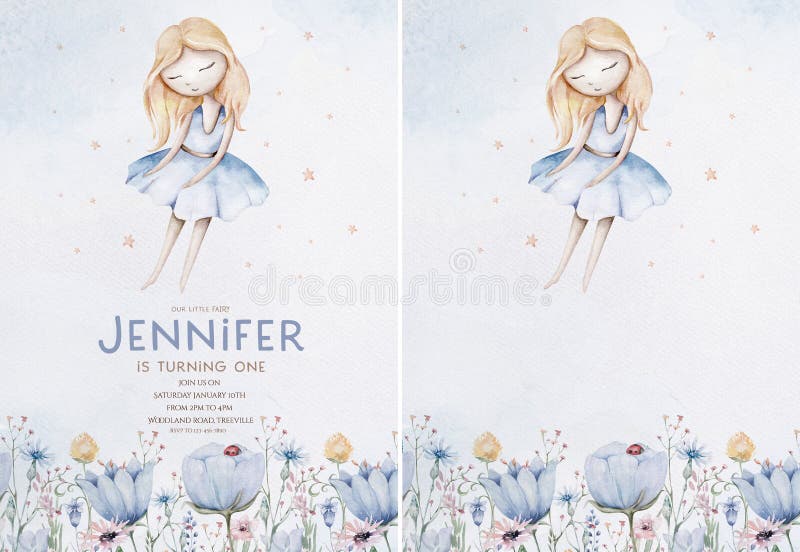 Carte Anniversaire aquarelle Jeune femme blonde