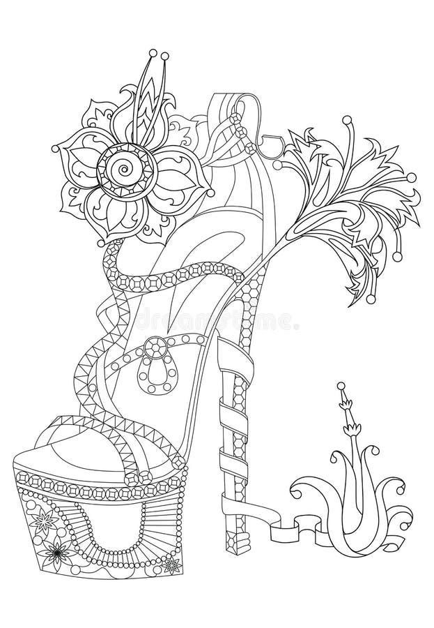 Chaussure Livres De Coloriage Pour Des Adultes Illustration De Vecteur Illustration Du Ligne Noir 70402376