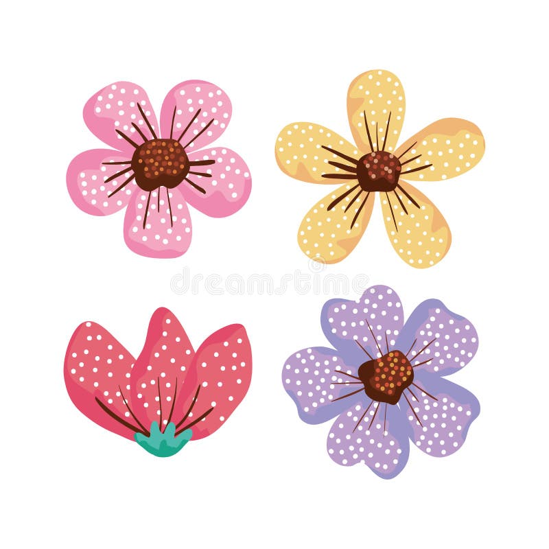 Fleurs exotiques réglées avec des pétales de nature illustration libre de droits Fleurs exotiques réglées avec des pétales de nature illustration libre de droits