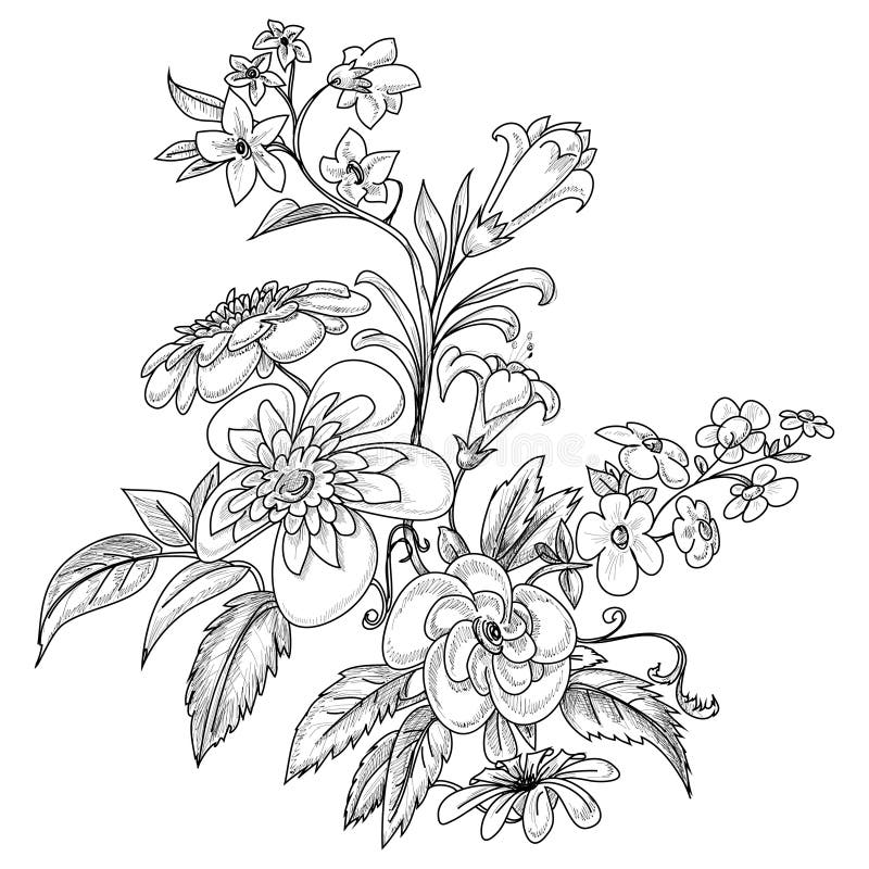 Fleurs fleuries graphiques illustration de vecteur Fleurs fleuries graphiques illustration de vecteur