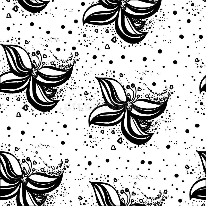 Fleurs Retrait de main Modèle sans couture de vecteur pour la conception illustration stock Fleurs Retrait de main Modèle sans couture de vecteur pour la conception illustration stock