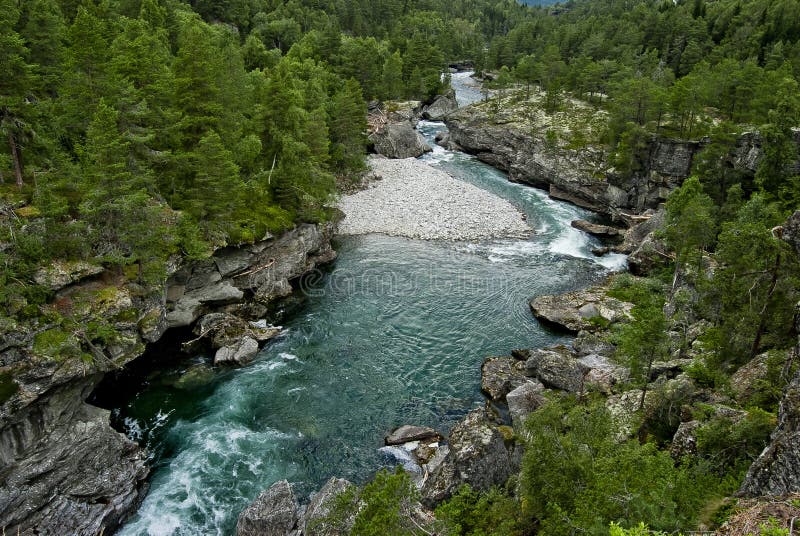 Blue river with trees in Norway. Blue river with trees in Norway