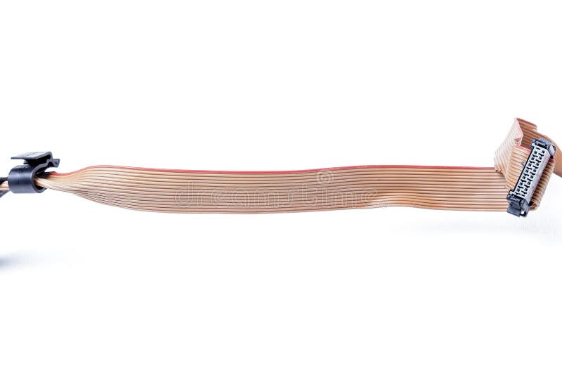 Flex Cable with Connector on a White Isolated Background in a Photo