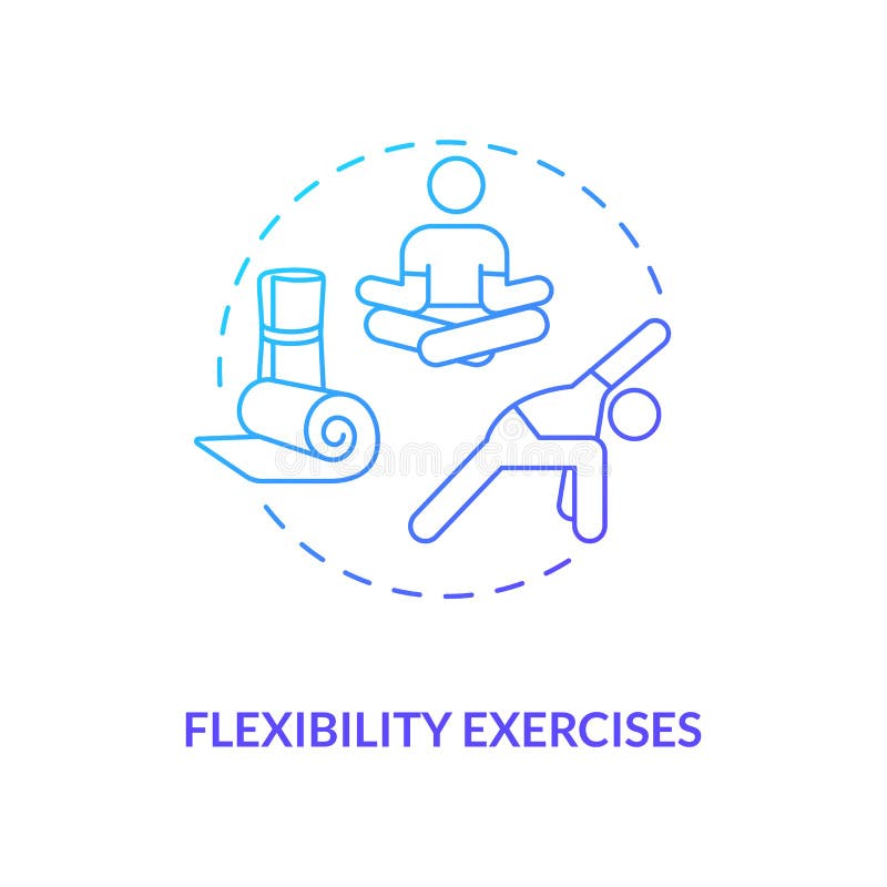 Flexibility exercises blue gradient concept icon vector illustration