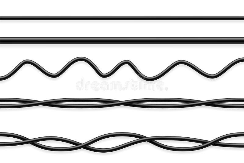 Set electric cables or wires realistic Royalty Free Vector