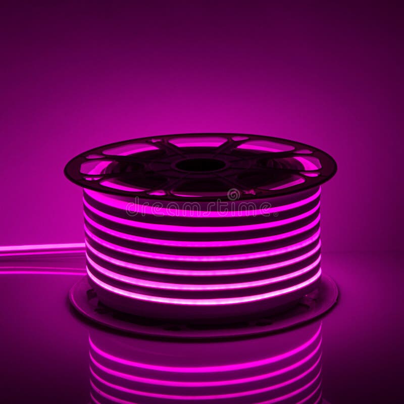 Flexible Purple Glowing Led Neon Strip On Black Background Stock Image Image Of Background