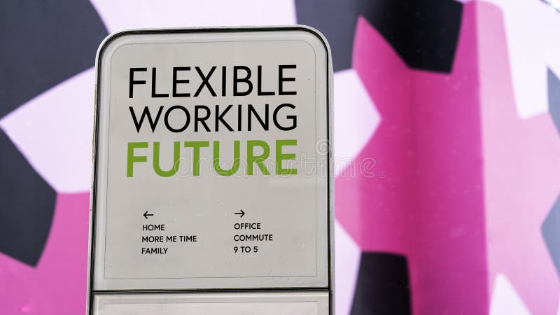 Flexible Working future with colourful city backdrop location royalty free stock image