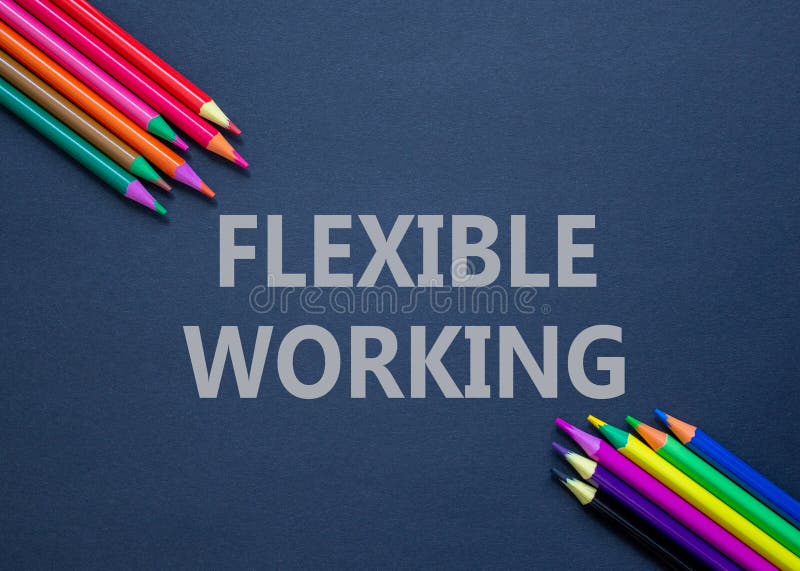 Flexible working symbol. Concept words Flexible working on beautiful black paper. Beautiful black paper background. Colored royalty free stock photos
