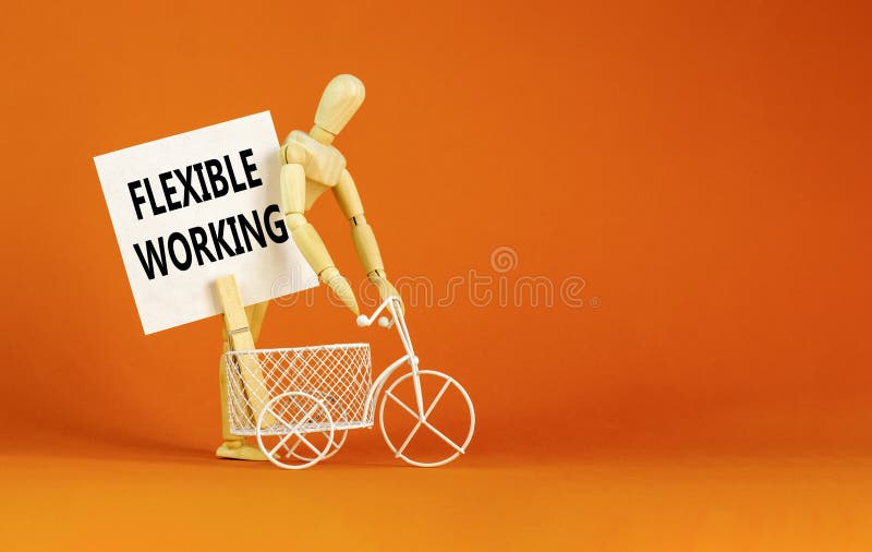 Flexible working symbol. Concept words Flexible working on beautiful white paper on wooden clothespin. Beautiful orange background stock photos