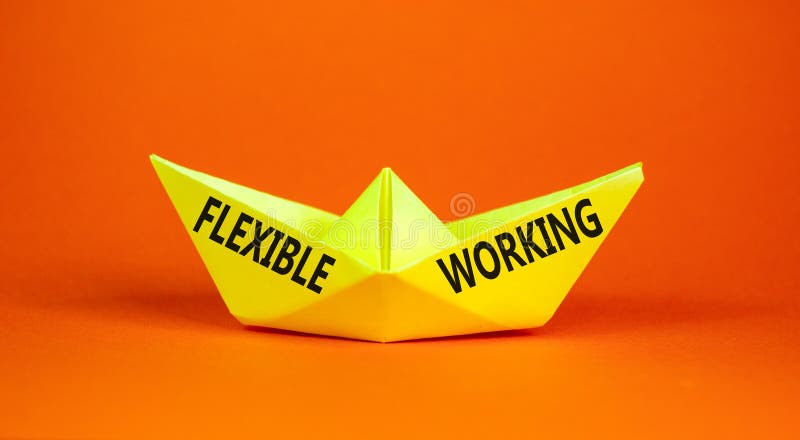Flexible working symbol. Concept words Flexible working on beautiful yellow paper boat. Beautiful orange paper background. royalty free stock image