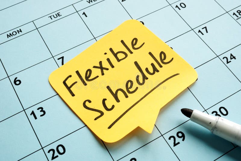 Flexible Zeitplan schriftliche Memo auf dem Kalender