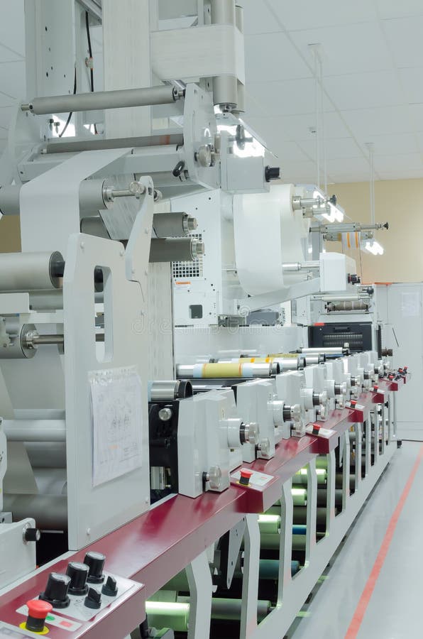Flexo Roll Printing Machine on Packaging Industry Stock Photo Image