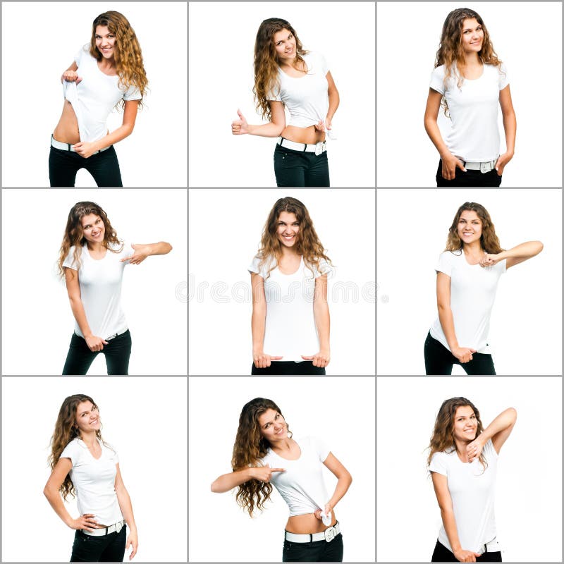 Flicka i vit t-shirt arkivbild