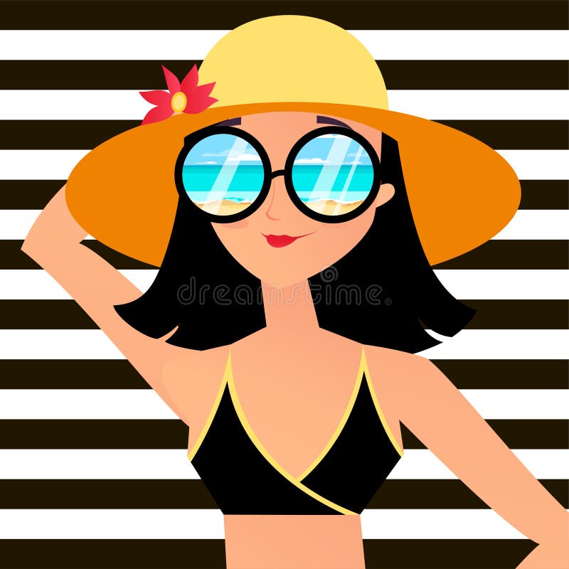 Flicka i gul hatt illustration Trendremsor royaltyfri illustrationer Flicka i gul hatt illustration Trendremsor royaltyfri illustrationer