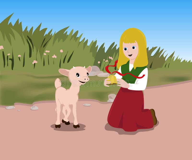Flicka med lammet stock illustrationer Flicka med lammet stock illustrationer