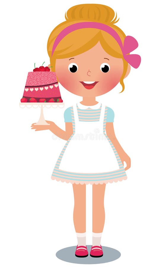 Stock vector illustration of a girl with birthday cake. Stock vector illustration of a girl with birthday cake