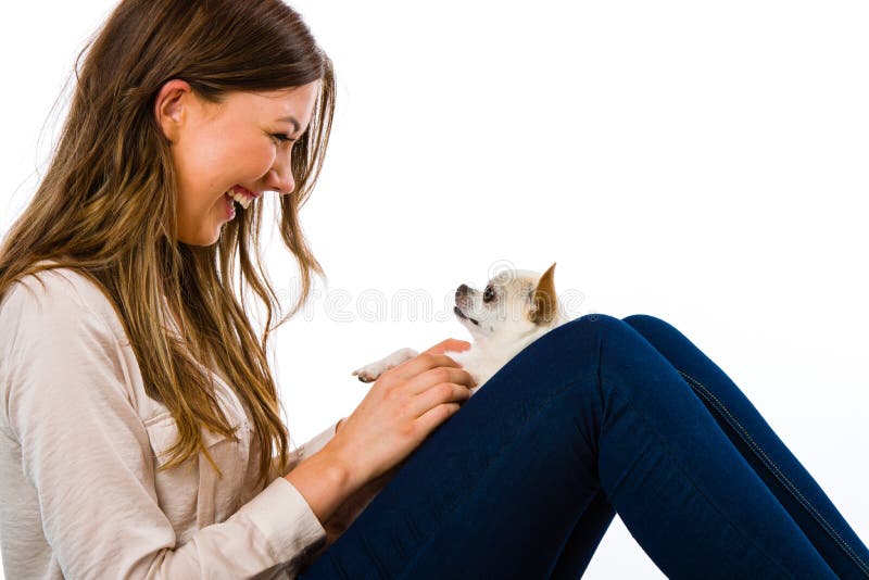 Flicka och hund arkivbilder