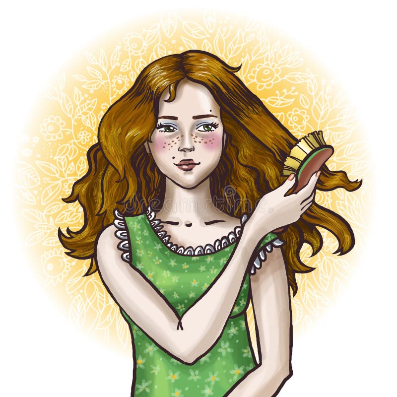 Flickamorgon stock illustrationer