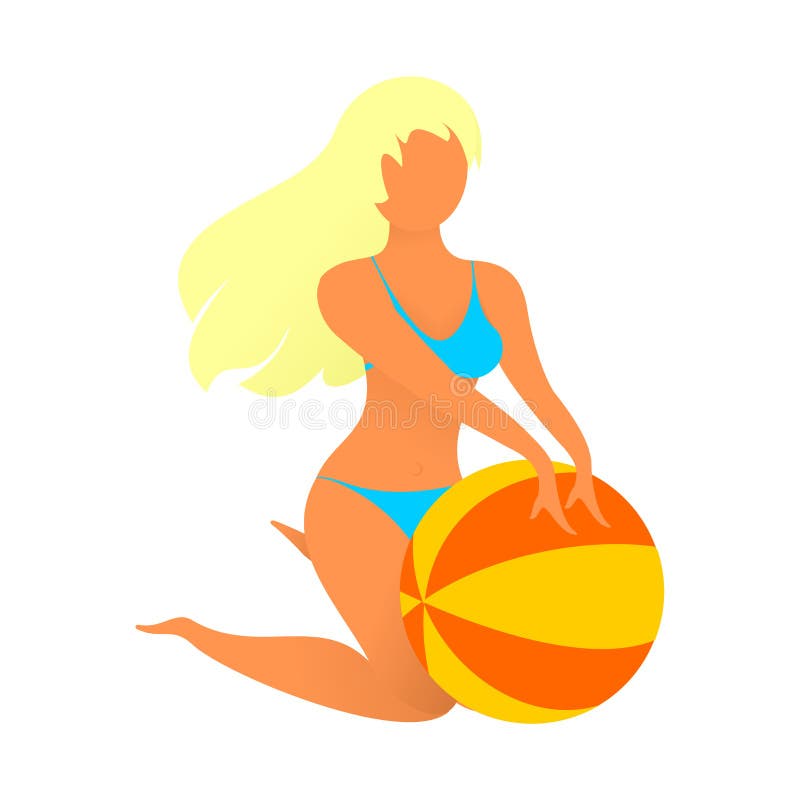 Flickastrandillustration vektor illustrationer