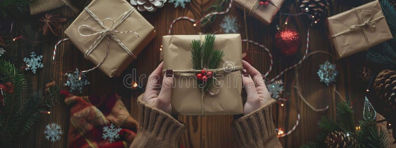 Flickor som håller presentlåda för jul och nytt år för generativ ai. Flickor som håller presentlåda för jul och nya år av generativa helgdagar