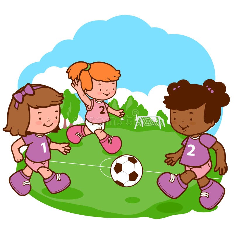 flickor som leker fotboll royaltyfri illustrationer flickor som leker fotboll royaltyfri illustrationer