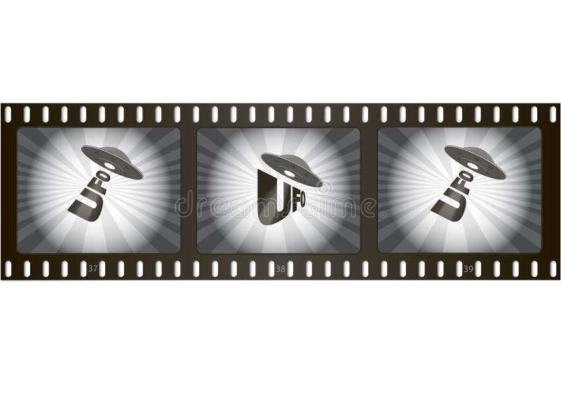 Fliegen UFO mit Scheinwerfer, Film lizenzfreie abbildung Fliegen UFO mit Scheinwerfer, Film lizenzfreie abbildung