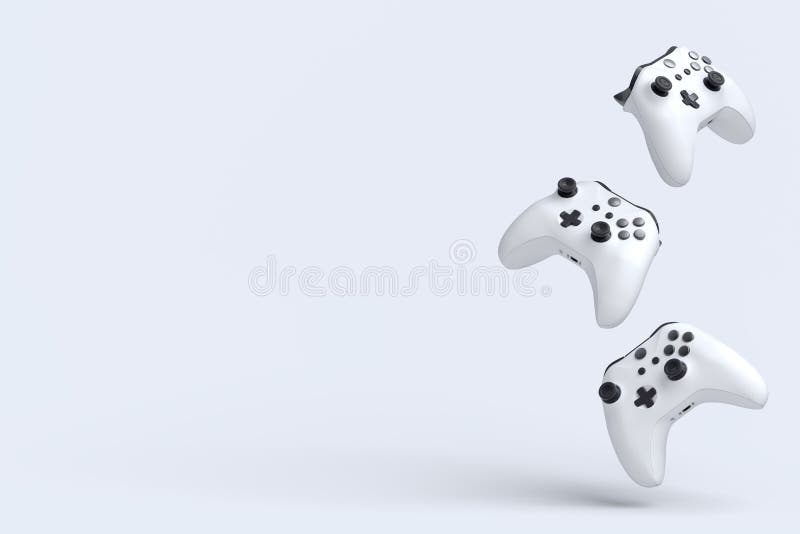 Fliegende Spieler Joystick oder gamepads auf weißem Hintergrund vektor abbildung