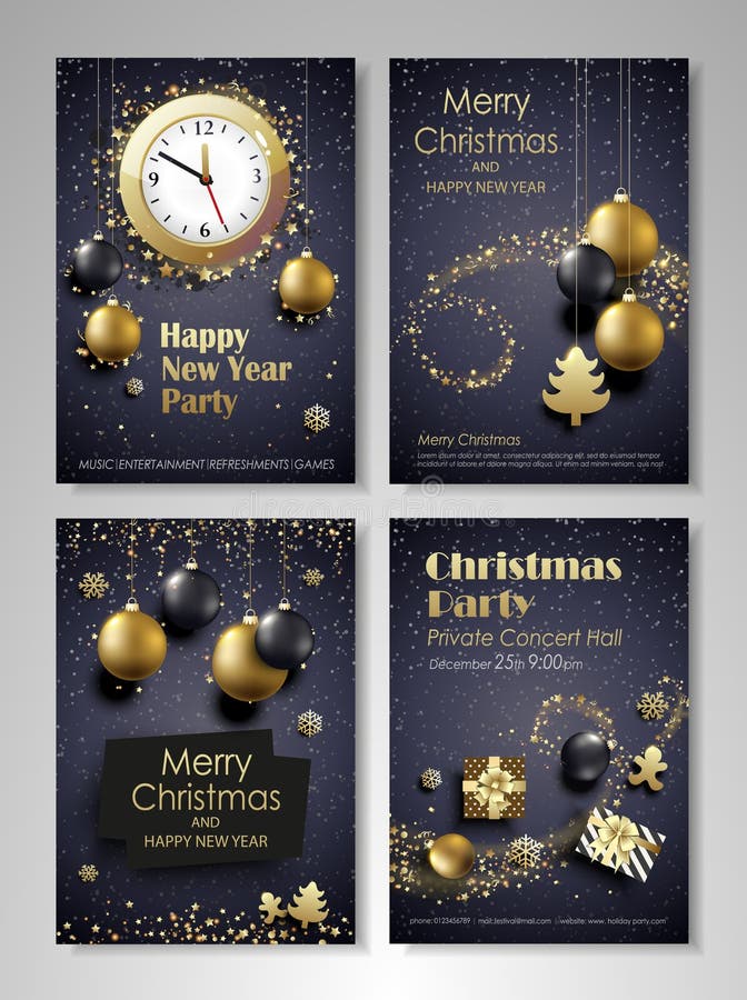 Download Flieger Der Frohen Weihnachten Und Des Guten Rutsch Ins Neue Jahr Eingestellt Vektor Abbildung - Illustration von glücklich, glühen: 106801628