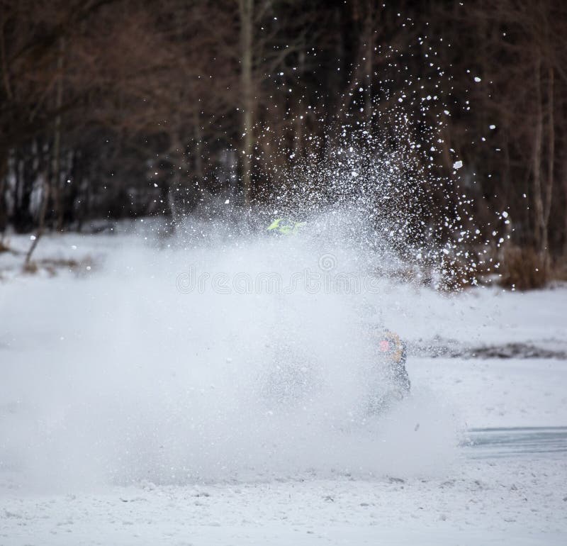 Flies Off the Wheels of a Car in Winter. Clouds Stock Photo Image of