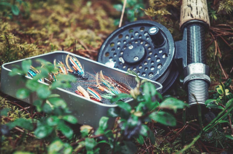 Flies for Salmon Fishing. Fly Fishing Gear Stock Photo Image of