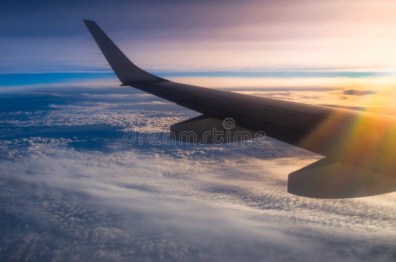Flight above clouds royalty free stock photo