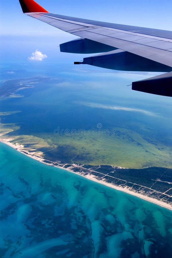 A Flight Above the Florida Keys Stock Image Image of wing, blue