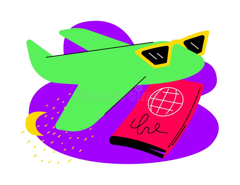 Flight abroad - colorful flat design style illustration stock illustration