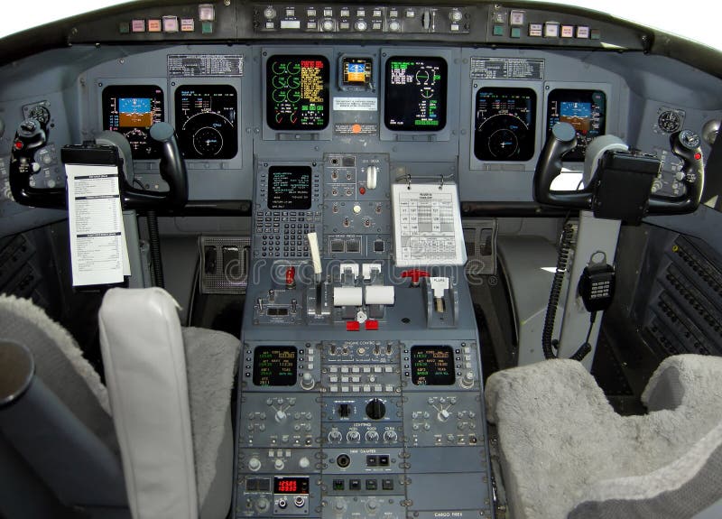 Flight Deck Overhead Panel of a Modern Airliner. Stock Image Image of