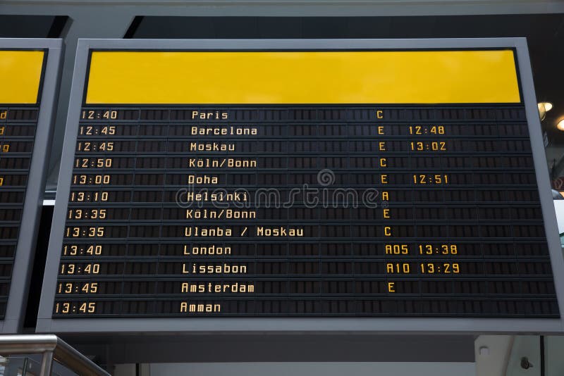 Flight Information Board in Airport Stock Photo Image of arrival
